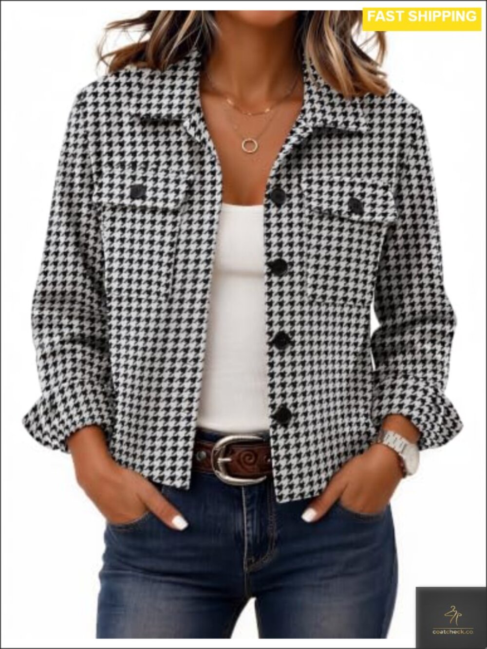 Flannel Cropped Shacket Plaid Button Down Jacket